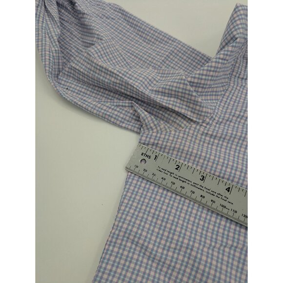 Untuckit Button Up Shirt Men's Size Medium Blue Pink Plaid Dalton Long Sleeve - Picture 7 of 10